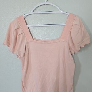 Liz Claiborne | Pink Square Neck Ruffle Sleeve Size Medium